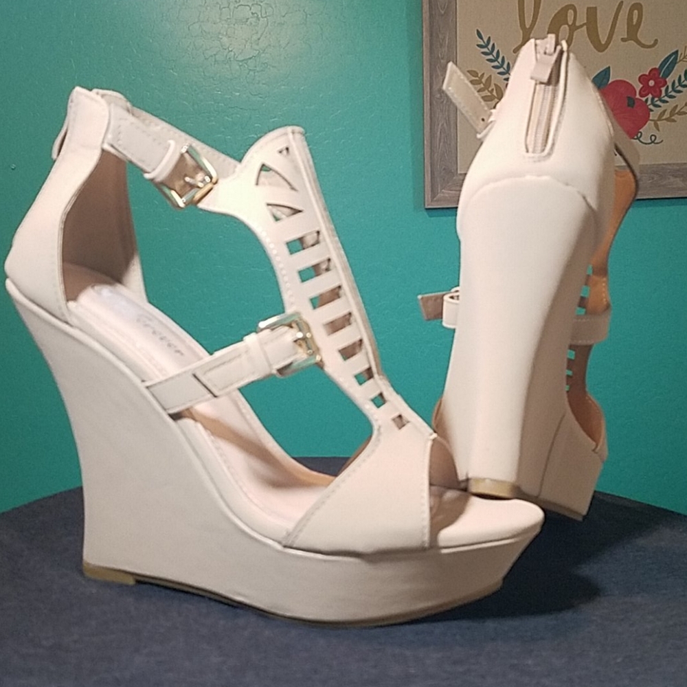 Beige wedges